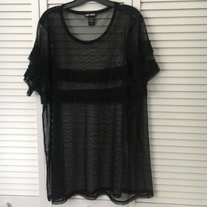 Black Mesh Ruffle Tee